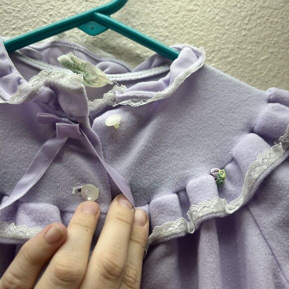 VTG IC Isaac Carrico 90s Cottagecore Prairie Fleece Flannel Nightgown Floral 5T - Picture 4 of 6